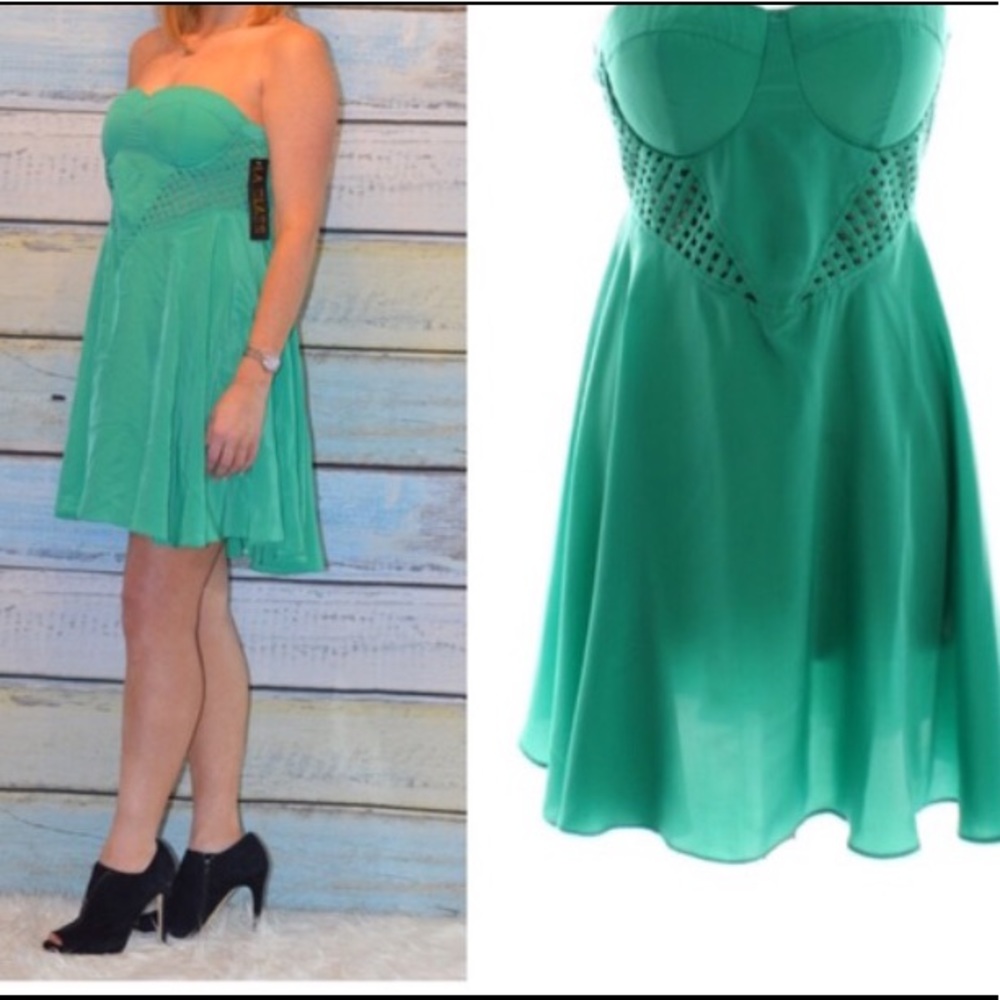 NWT Corset Kelly Green Cutout Dress